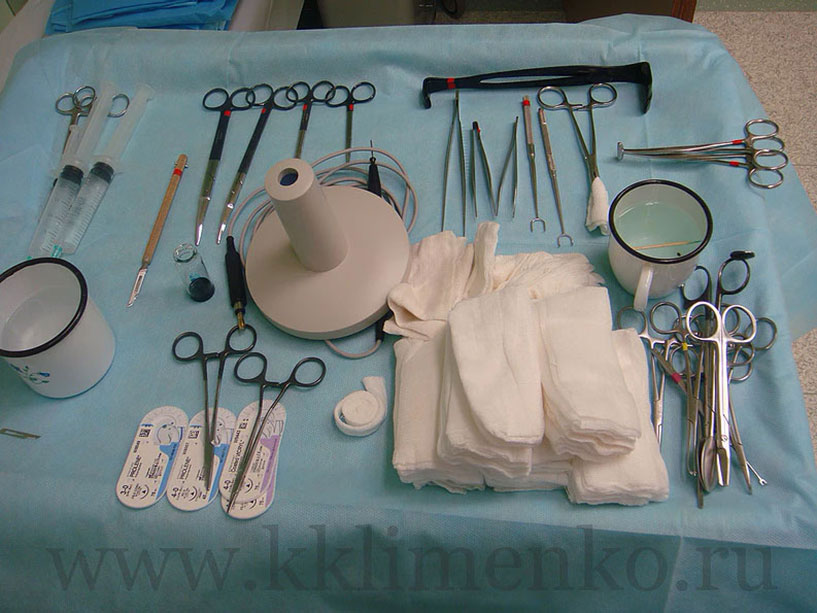 Набор инструментов для проведения операции подтяжки лица SMAS-лифтинг